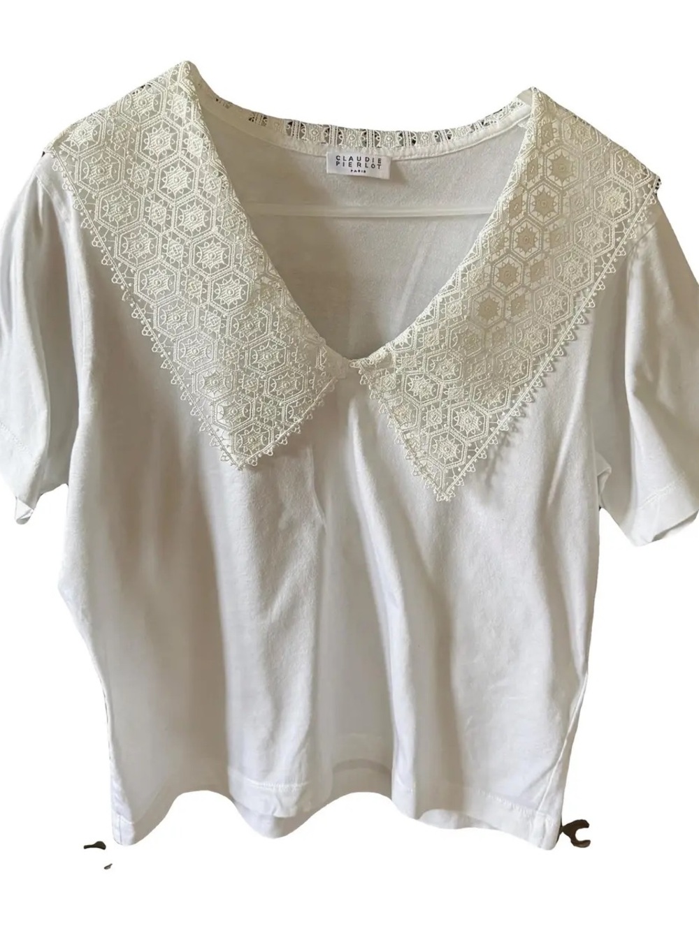 Claudie Pierlot Shirt with  prominent, geometric lace V-neck